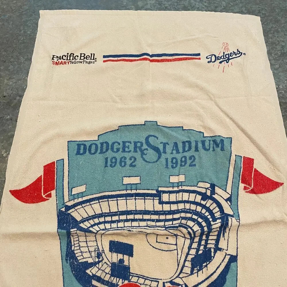 Vintage Los Angeles Dodgers 30th Anniversary Dodger Stadium Beach Towel 90s